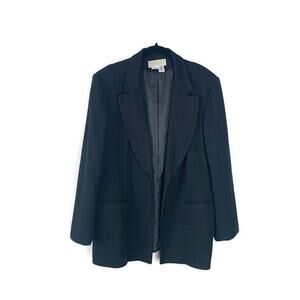 Norton McNaughton Black Wool Blazer Womens Size 14 Fully Lined Long Sleeve